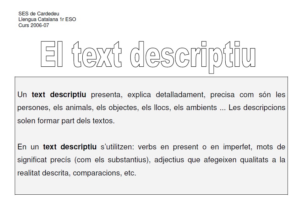 El text descriptiu | Recurso educativo 35083