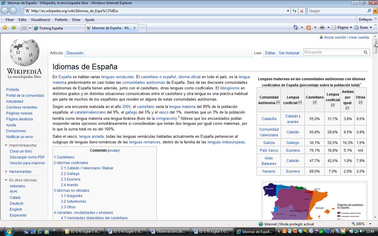 Idiomas de España -Wikipedia | Recurso educativo 35514