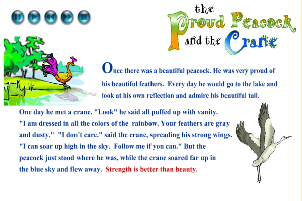 Story: The proud peacock and the crane | Recurso educativo 37862
