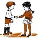 Il·lustració: dibuix d'un nen i una nena que es donen la mà | Recurso educativo 26821