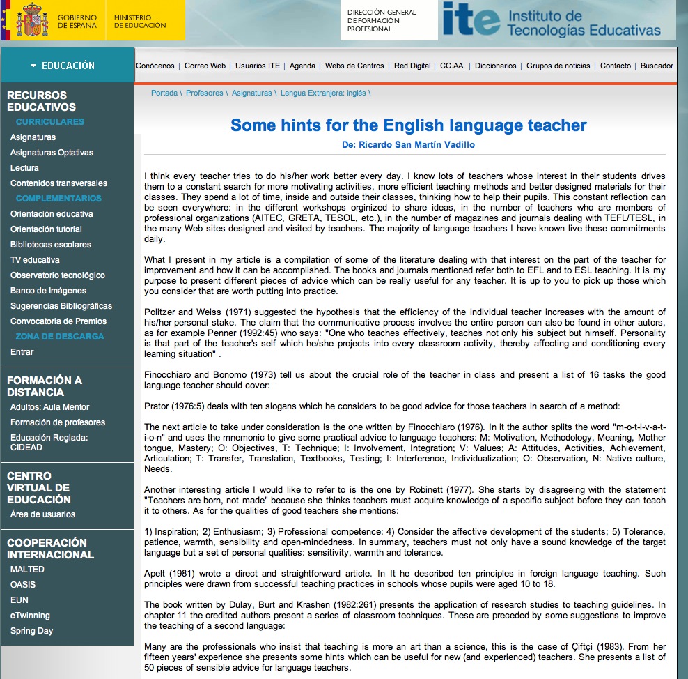 Some hints for the English language teacher | Recurso educativo 40449