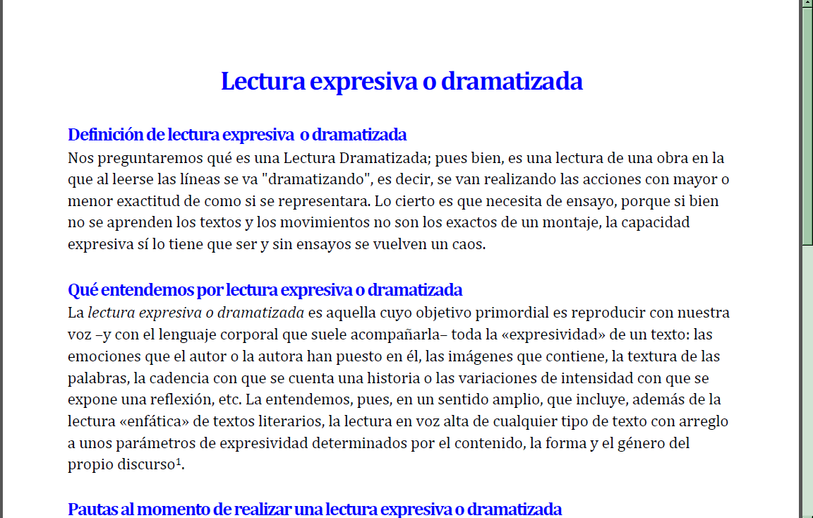 La lectura expresiva o dramatizada Recurso educativo