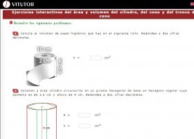 Exercici interactius sobre l'àrea i el volum del cilindre i del con | Recurso educativo 761402